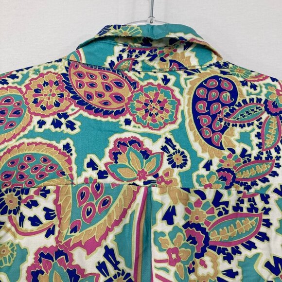 Haute Hippie size 2X Colorful Artsy Boho Print Soft Long Sleeve Button Down - Picture 11 of 12